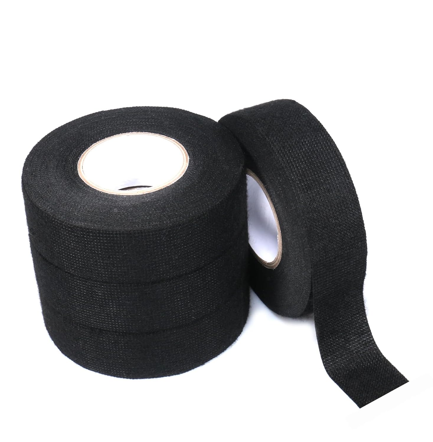 4 Rolls 200 Feet Black High Temperature Resistant Insulating Fiber Flannel Electrical Tape, Automobile Wiring Harness Friction Tape, 1"(W)