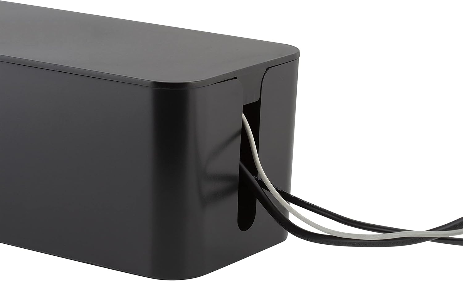 Black Rectangular Lidded Cable Organizer Storage Bin Set