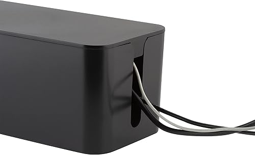 Miniatura 10 de Simplify Paquete de 2 cajas organizadoras de cables, varios tamaños, almacenamiento oculto con tapa, cargadores y cables, cables de computadora y