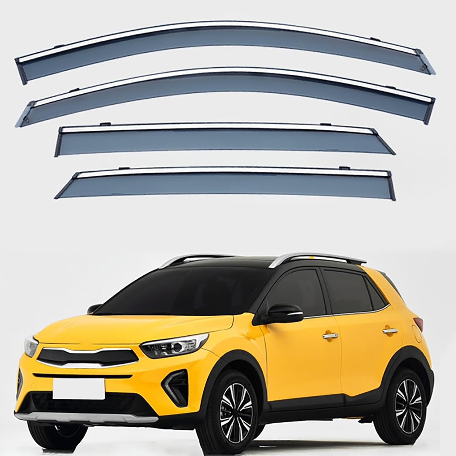 FengXH Window Deflectors for Kia Stonic KX1 MK1 YB CUV 2018+ - 4pc Smoke Tint, Waterproof, Noise Reducing.