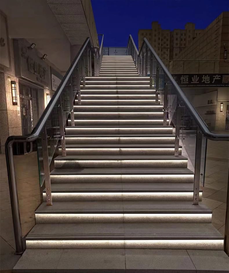 LED Stair Nosing Channel - Non-Slip Step Edge Protector Molding Strips for Indoor/Outdoor Stairs, 42in Black, 20 Pack - Safety & Style Upgrade for Steps