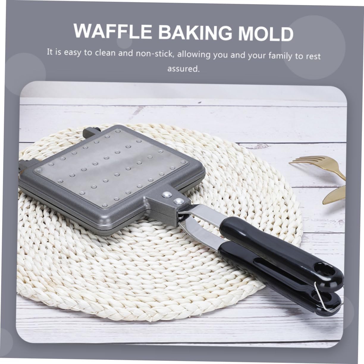 Waffle Baking Mold Non-Stick Waffle Maker for Sandwiches Aluminium Alloy for Electric or Gas Use for Family Breakfasts and Snacks
