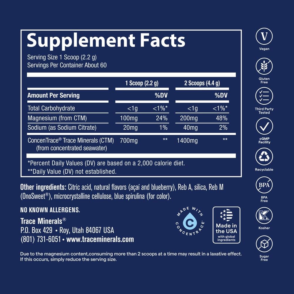 Trace Minerals ConcenTrace Mineral Powder, Blue Acai, 60 Servings — Amazon image 3