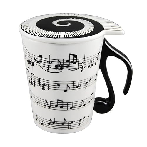 HLJgift Creative Ceramic Musician Coffee Mug Tea Cup with Lid