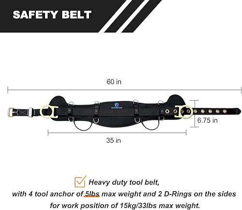 Miniatura 6 de Arnés de seguridad para escalar, cinturón de seguridad con hebilla de lengua con almohadilla de cintura ventilable y que absorbe la humedad y 2