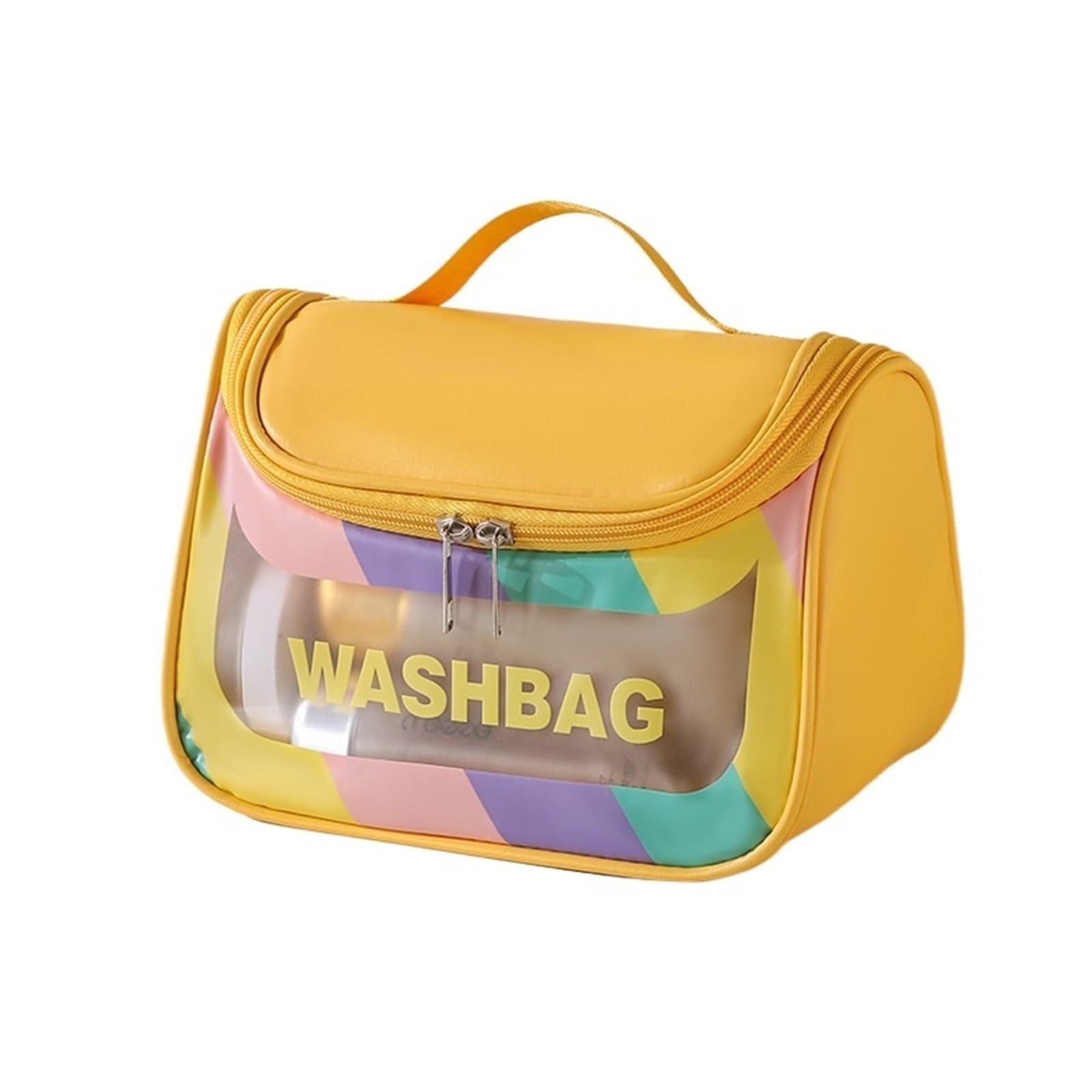 Borsa da viaggio trasparente for cosmetici e trucco, organizer da viaggio resistente all'acqua, for articoli da toeletta beauty case(Dazzling yellow)