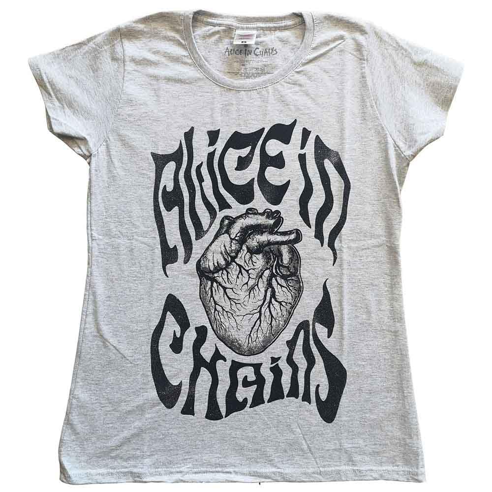 Rock Off Officially Licensed Products Women's Heather Grey Alice In Chains T Shirt Transplant Official Skinny Fit Xl