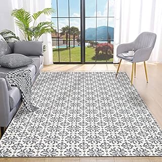 SHACOS Cotton Woven Rug Large 120x180cm Gray Area Rug Machine Washable Hand Woven Moroccan Area Rug Vintage Carpet Rug Floor Mat Flat Woven Cotton Area Rugs for Living Room Bedroom Hallway Home Decor
