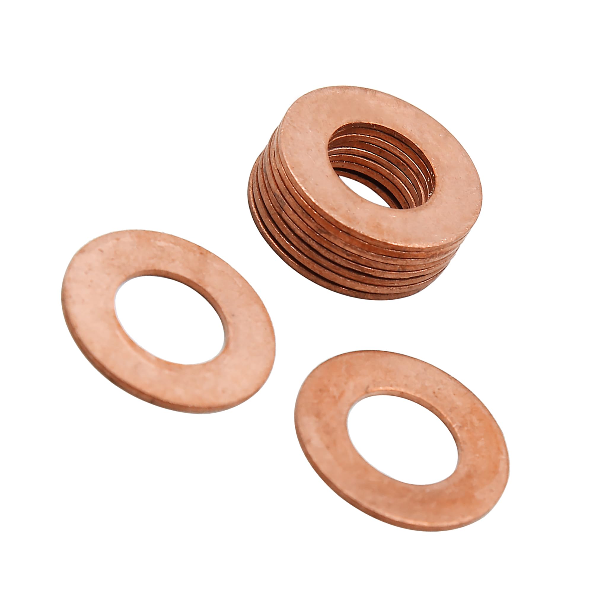 VekAuto 10 Pcs Copper Washer, 12mm Universal for Car Copper Copper Tone, 12*24*1mm