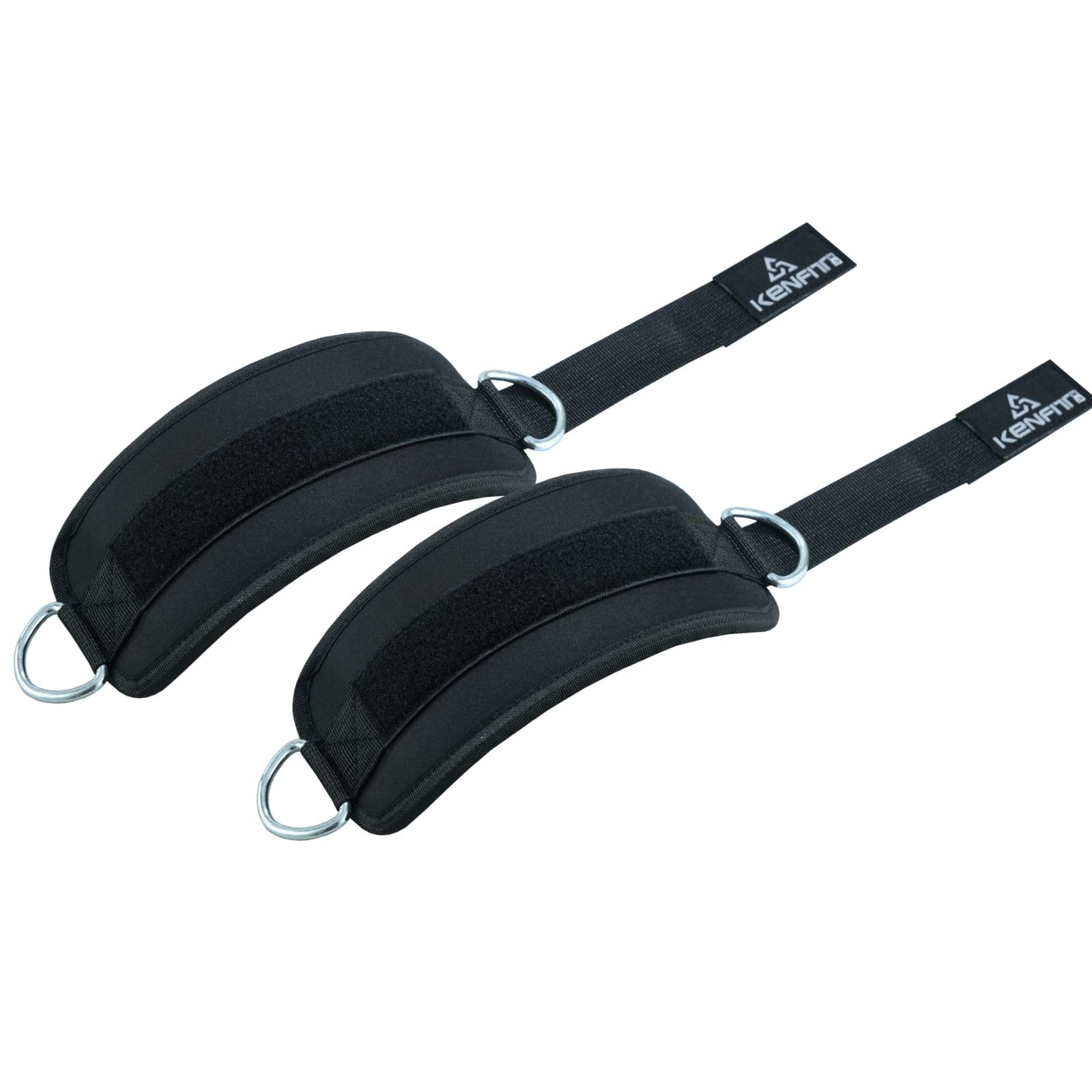 Kenfit Ankle Strap for Cable Machine – Padded D-Ring Attachment 10x4 Inch for Glute Kickbacks, Leg Raises, Lunges, Squats Gym Fitness Training (Sold As Pair)