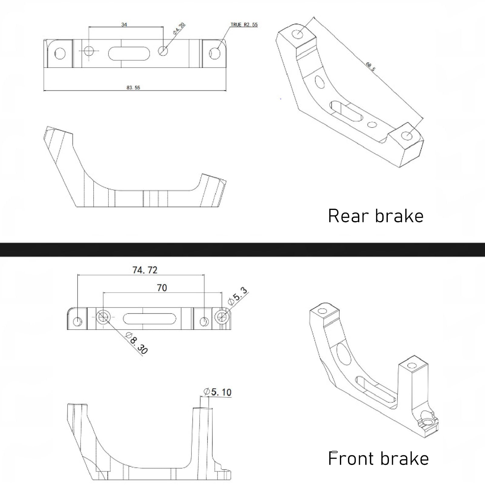 equlup Bike Disc Brake Adapter, 1 Pair Aluminum Alloy Disc Brake Mounting Bracket CNC Cutting Grinding Bracket Controller for Bikes Front 160mm Rotor