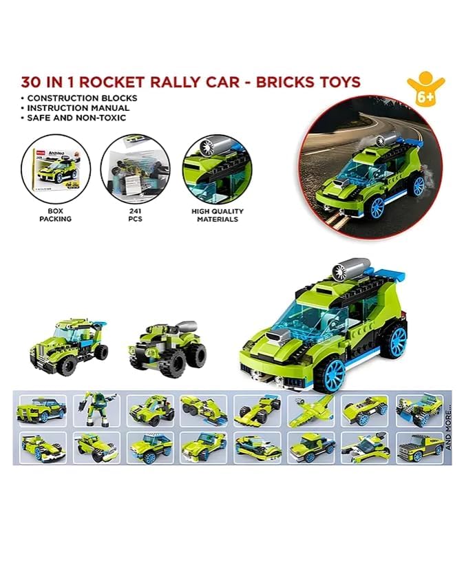 Image of Sky Tech Architect 30 in 1 Rocket Rally Racing Cars Building Blocks | 241+ Pieces | Creative Construction Toy for Kids | DIY Brick Robot, Jet, Ship Models Play Build Skill | Ideal for Boys & Girls