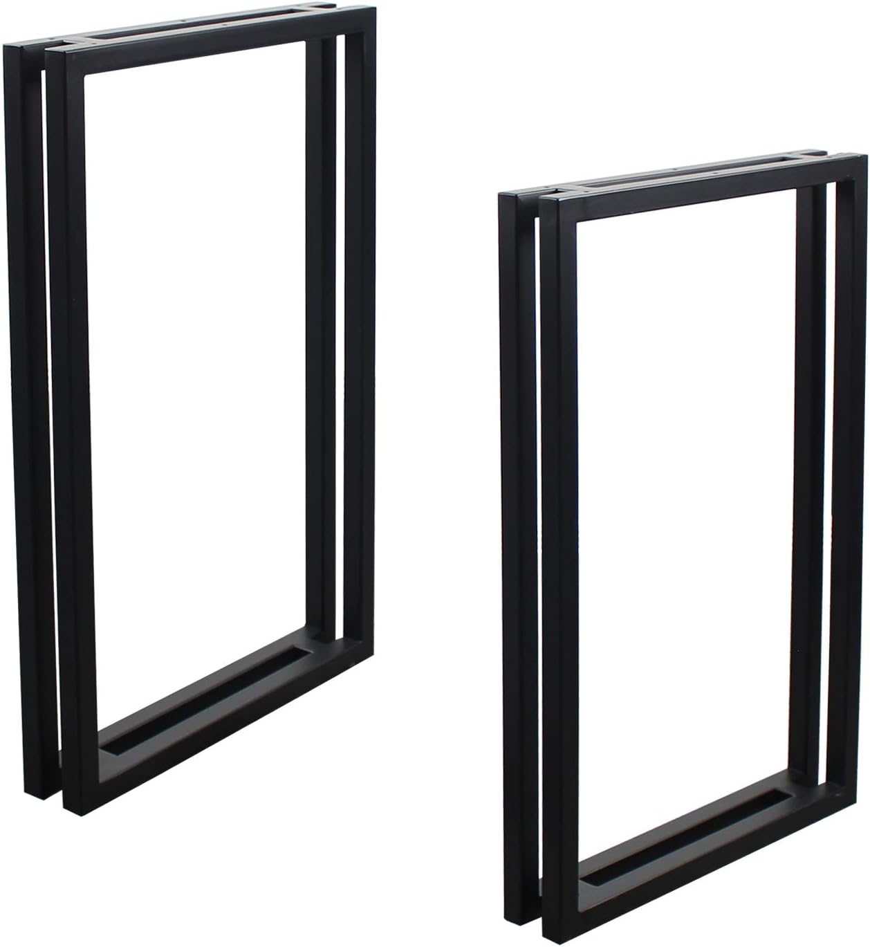 MBQQ 2 Pcs Furniture Legs Rustic Decory Double Square Shape Table Legs,Heavy Duty Metal Desk Legs,Dining Table Legs,Industrial Modern, DIY Iron Bench Legs(H28”xW17.7”)