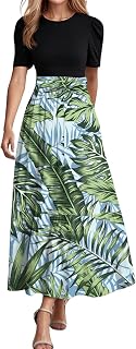 Vestidos maxi florales para mujer Elegante estilo bohemio vestido con cinturón cintura imperio manga corta diseño para todos