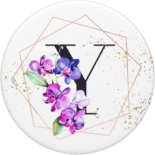 Miniatura 3 de Orquídeas Plantas Flor Arreglo Floral Blanco Letra Y PopSockets Agarre y soporte para teléfonos y tabletas