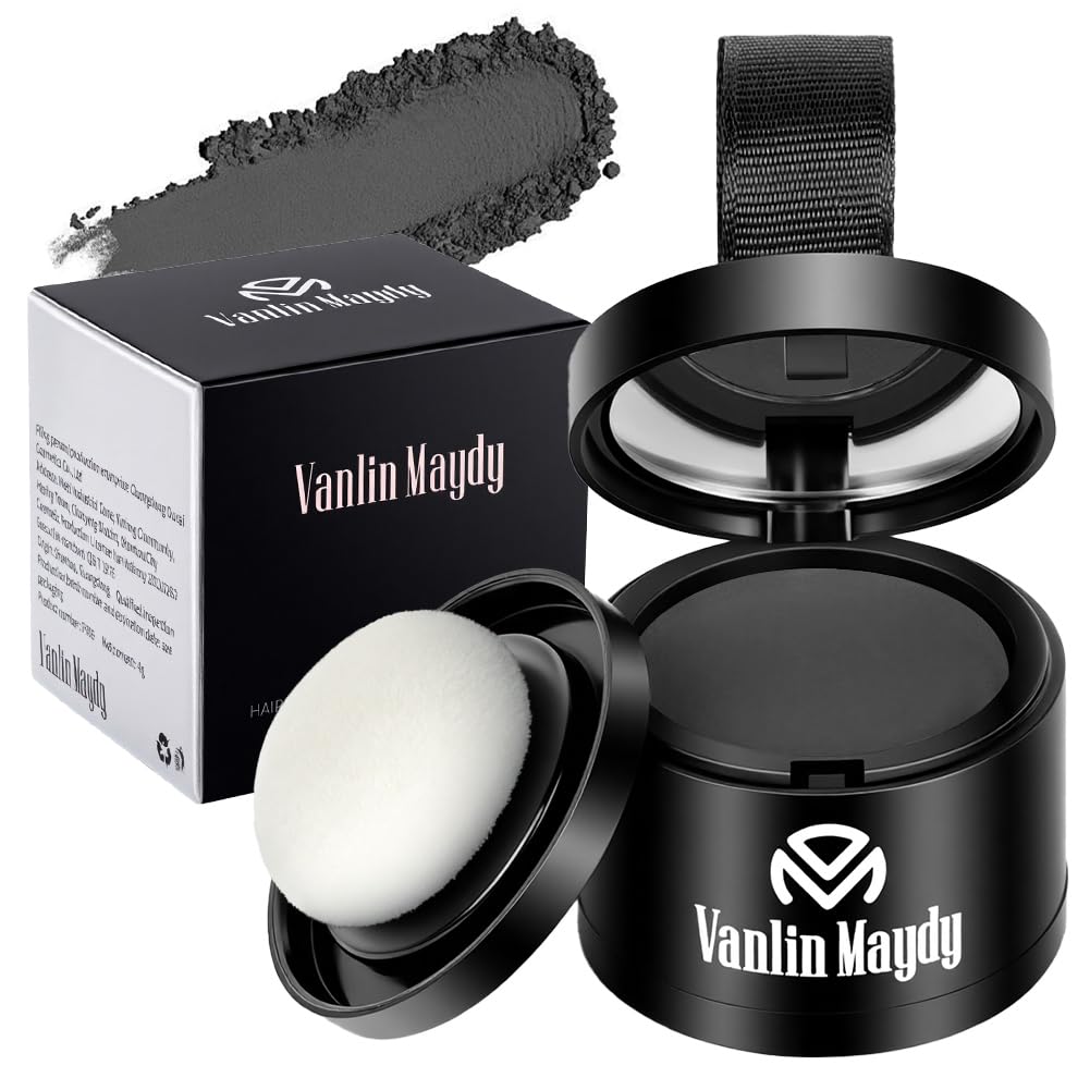 ALIIP Sombra para el Cabello,4g Retocador de Raíces en Polvo Corrector de Raíces,Polvo para la Línea del Cabello Debilitado,Hairline Powder para Cubre Rápidamente Canas Mujer y Hombre (Negro Natural)