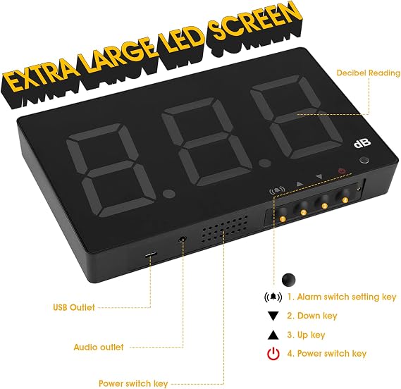 Decibel Meter Wall Sound Level Meter 30-130dB with Alarm and Large LCD