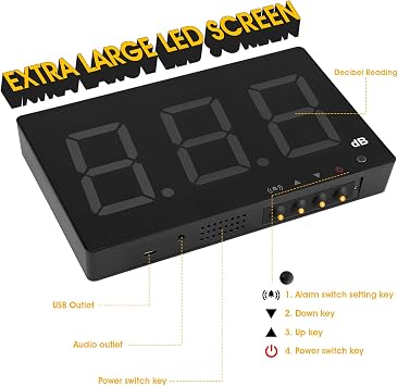 Decibel Meter Wall Sound Level Meter 30-130dB with Alarm and Large LCD
