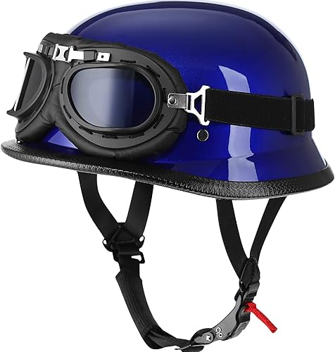 Miniatura 9 de Casco de motocicleta alemana de media carcasa con gafas de ciclismo - Aprobado por DOT