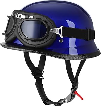 Yesmotor Helmet Half Shell German Motorcycle Helmet with Cycling Glasses - DOT Approved