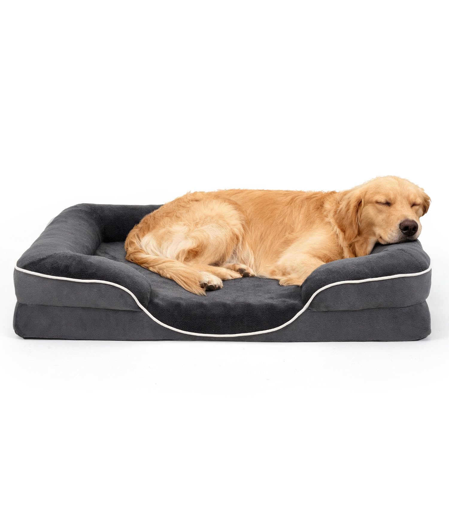 The Fellie Dog Bed Large, Soft Plush Orthopedic Dog Bed with Non-Slip Bottom, Anti-Anxiety Cat Beds Washable, Fluffy Cat Beds for Indoor Cats with Removable Cover, Grey, 89X63.5X16.5cm