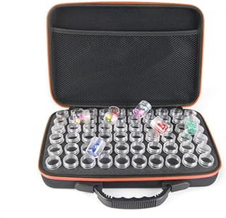 EVA Storage Box 60 Slot Diamond Painting Storage Case Tool Diamond Painting Bag Beads Organizer Accessories 60 Grids Shockproof High Capacity Hand Bag Zipper Design (Orange)