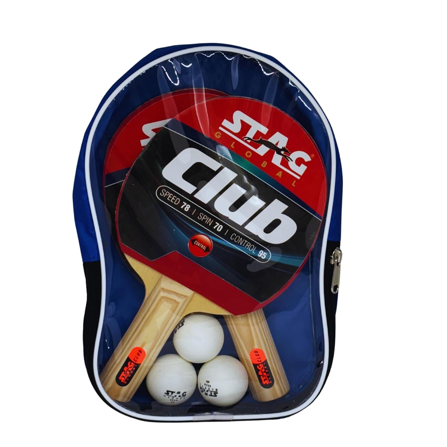 Club Table Tennis Playset | 2 Racquets & 3 Balls (Orange), Model: Club-Set WH, Multicolor