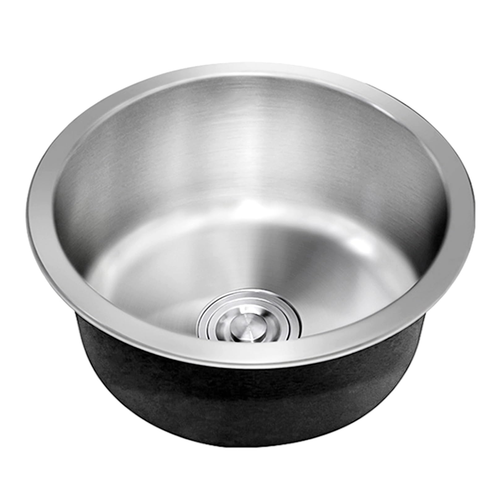 ZQFHSX Round Kitchen Bar Sink With Drain Sets, Stainless Steel Silver Sink, Drop In Wet Prep Workstation Thickened Panel, Anti-overflow Hole, For Undermount(38x38x19cm)
