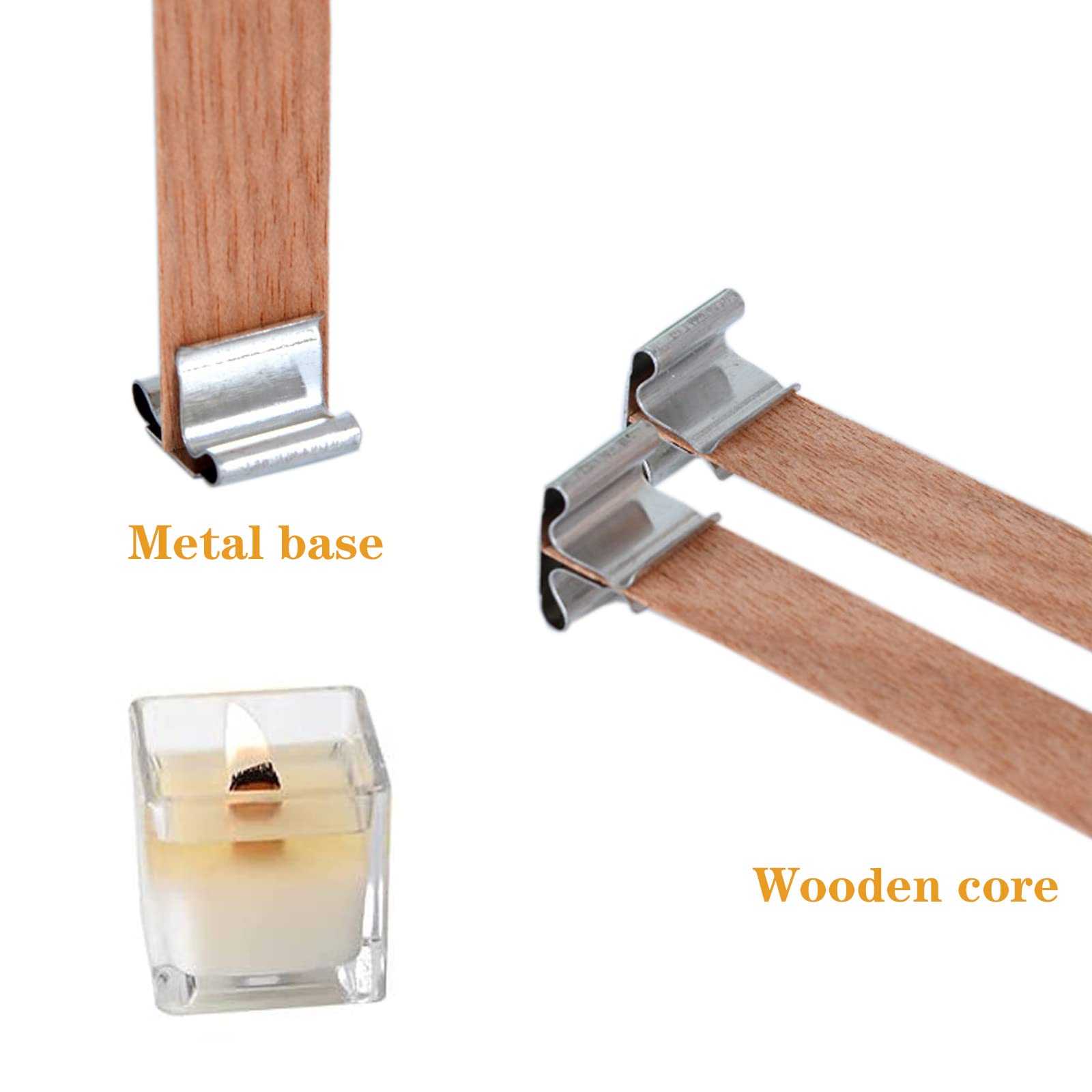 OdiuK Set Stoppini Per Candele, 6100 Cm, Stoppini Per Candele, Inodori, Stoppini Per Candele Con 100 Base In Metallo E 6 Fissatori Per Legno, Set Per