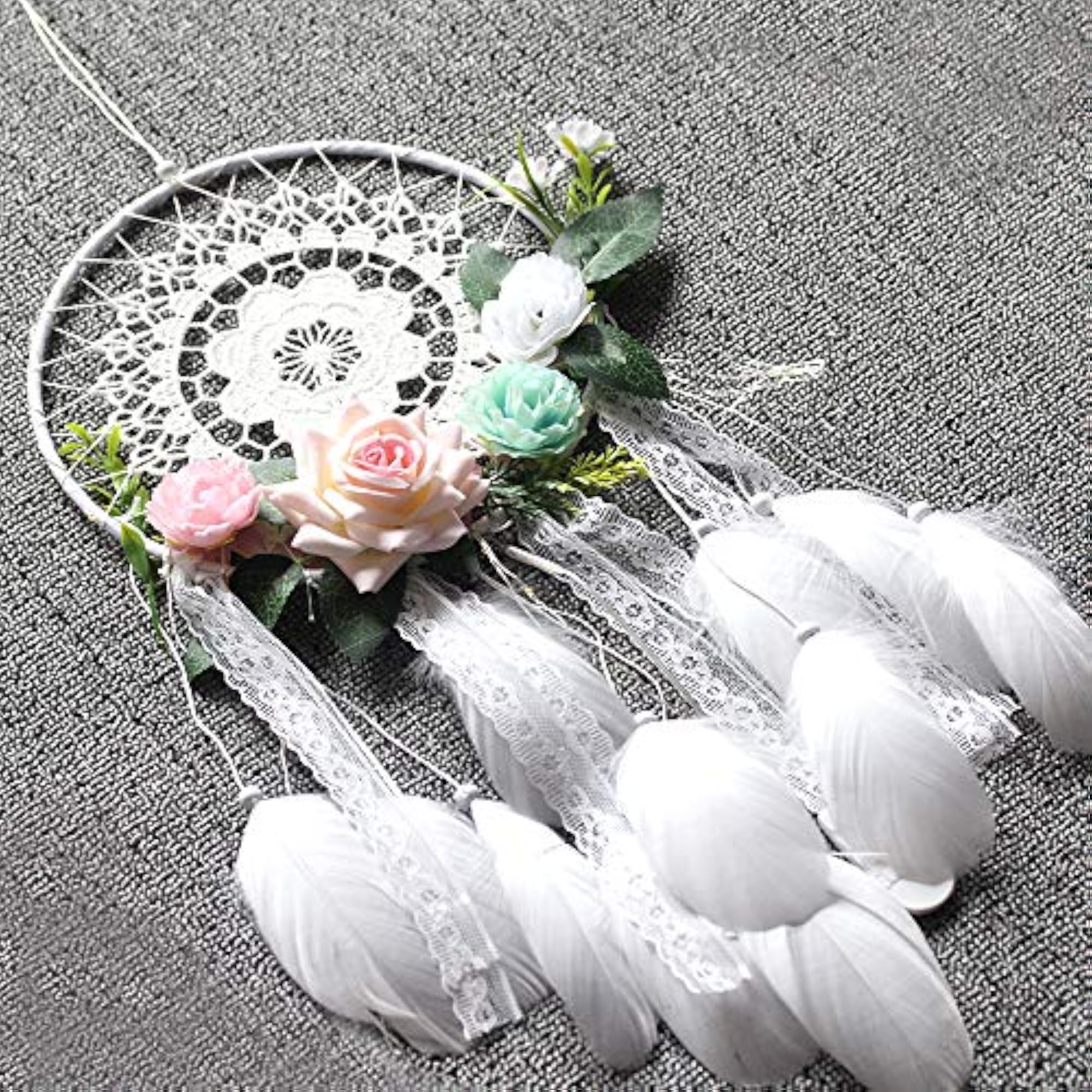 Handmade White Feather Dream Catcher