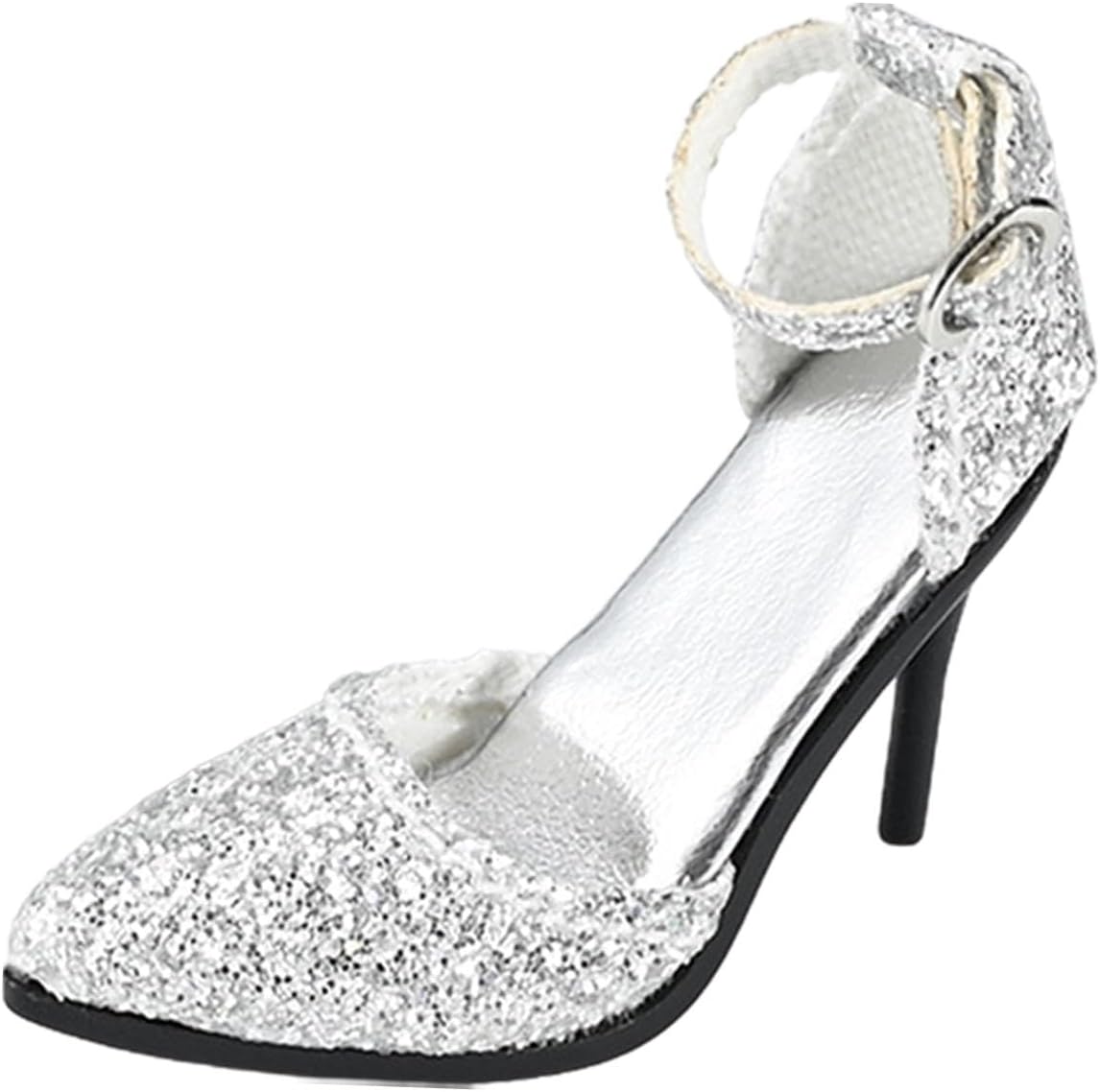 1:6 Scale High Heeled Shoes Handmade Toys, Miniature Doll Decoration Accessories for 12" Doll Model, Argent