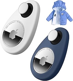 Holder for Kids Baby Toddler Hidden 2 Pack GPS Tracker Case, Anti-Removal Silicone Case with Safety Pins, Suitable for Children, Elderly, Pets, Backpack, Luggage (White+Blue)