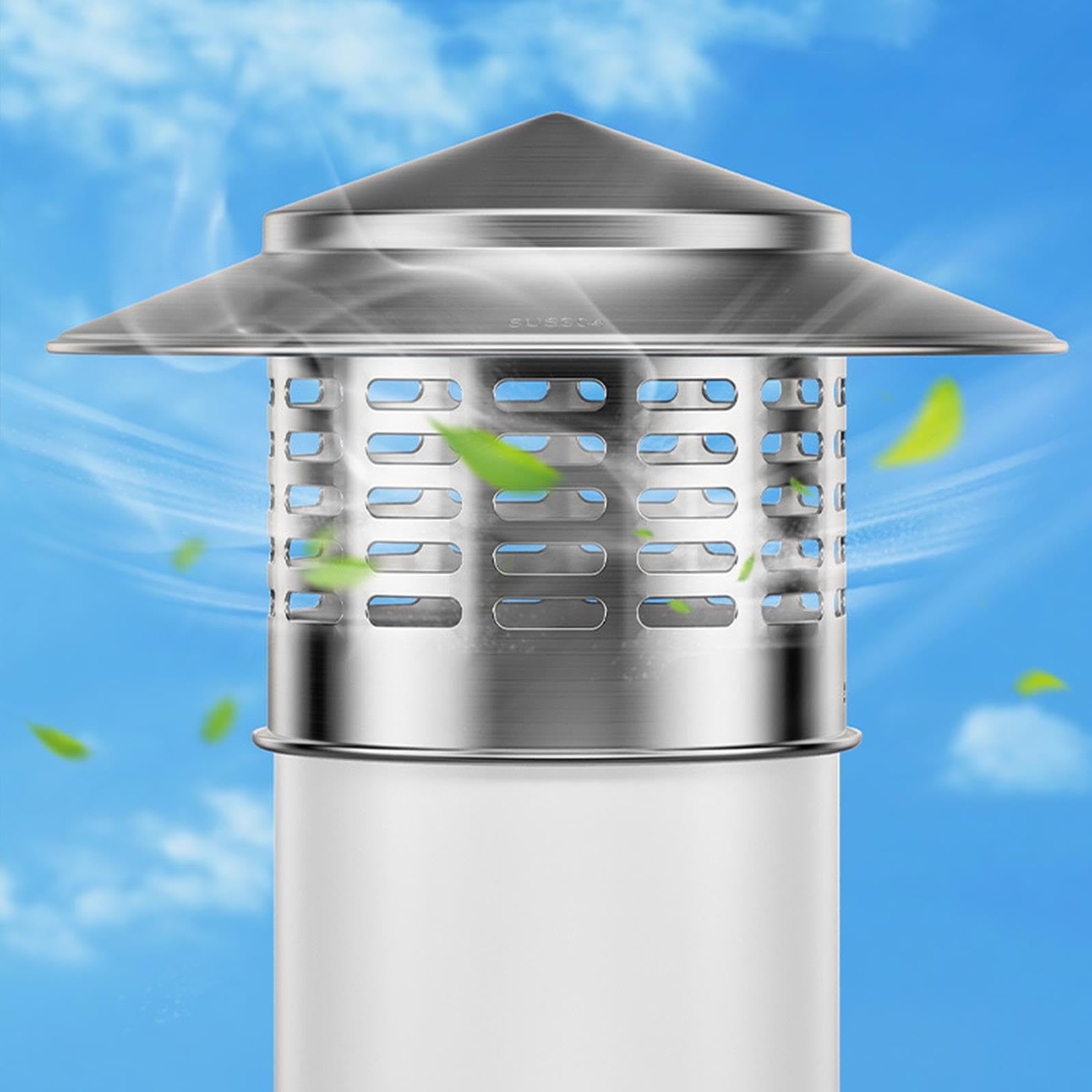 Sombrero de Chimenea Redondo Antiviento en Acero Inoxidable 75-400mm Cubierta de Lluvia para Chimenea, Tapa de Chimenea Exterior con Protección Antipájaros para Tubo de Estufa(250mm/9.84in)