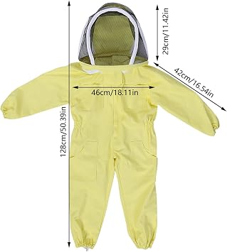 Kids Beekeeping Suit Children Full Body Cotton Beekeeper Suit Beekeeping Protective Suit with Ventilated Veil for Kids(M)