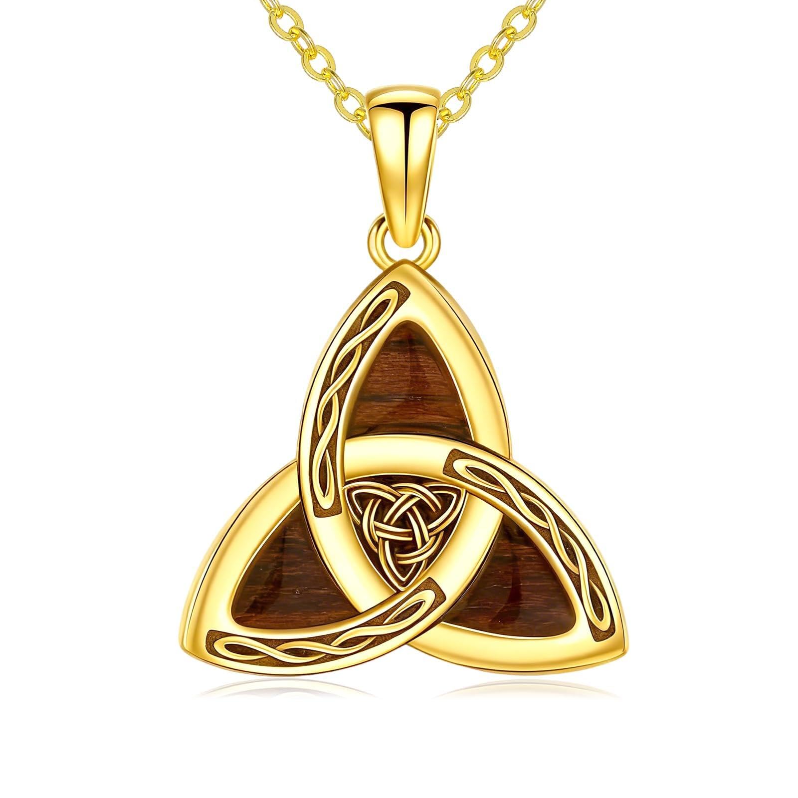 Ebenholzkette für Herren 925 Sterling Silber Claddagh/Keltische Irische Halskette Echter Ebenholz-Wikinger-Anhänger Holzschmuck Geschenke für Männer Frauen