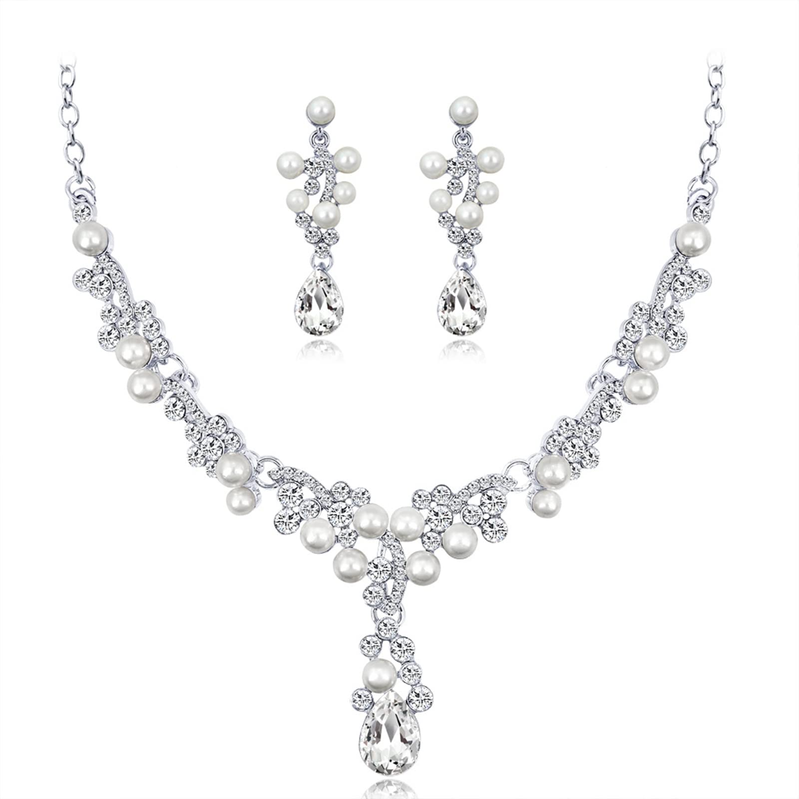 Juego de joyas gran bisutería pendientes para mujer collar cadena de declaración 45 cm 7