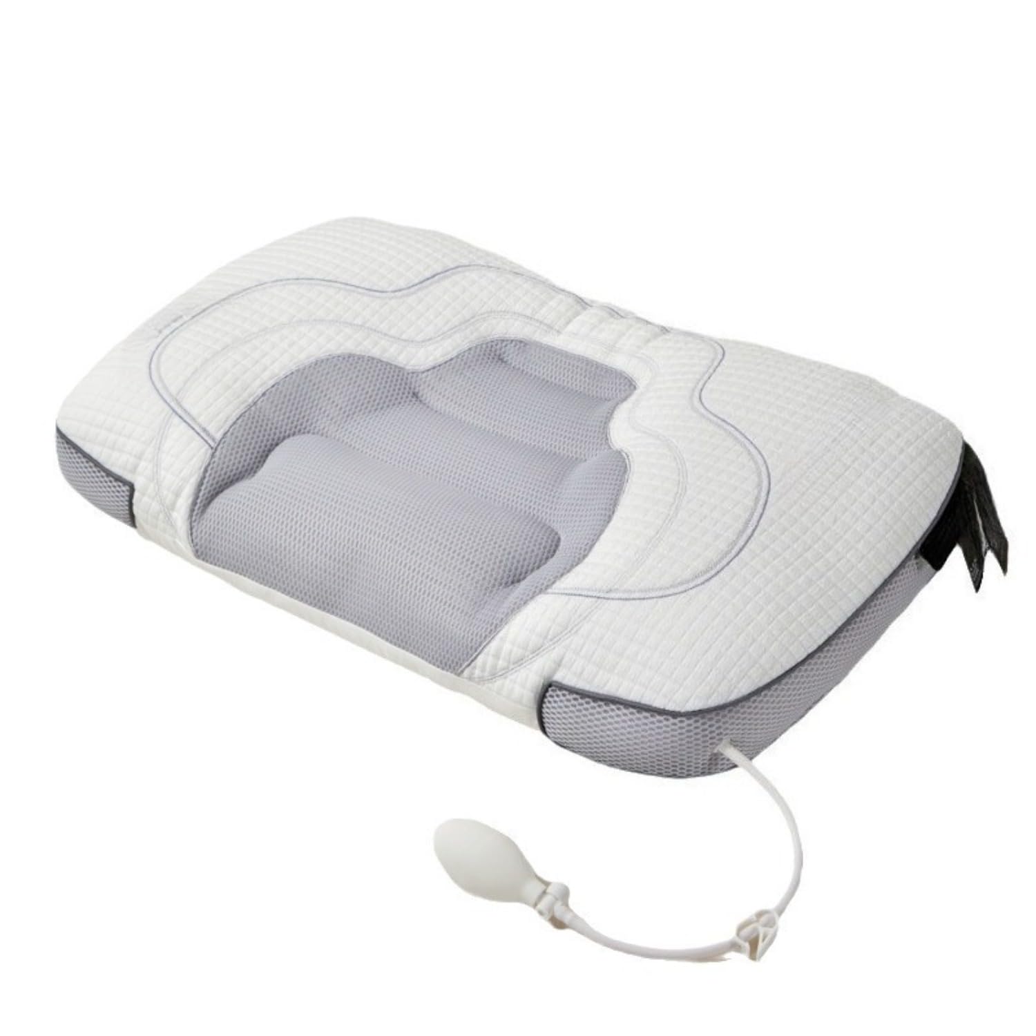 Coussin gonflable Kaiyo design ergonomique haut de gamme pour couchage blanc et gris