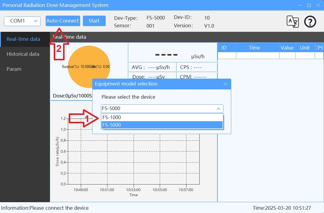 Geigerzähler Radiation Detector Strahlungsmessgerät mit PC-Software, erfasst Röntgen- Beta- Gamma- Strahlung (FS1000)