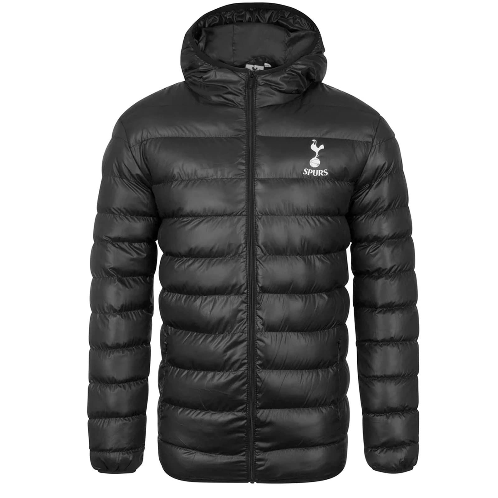 Tottenham Hotspur FC Official Gift Mens Quilted Hooded Winter Jacket Black Lge.