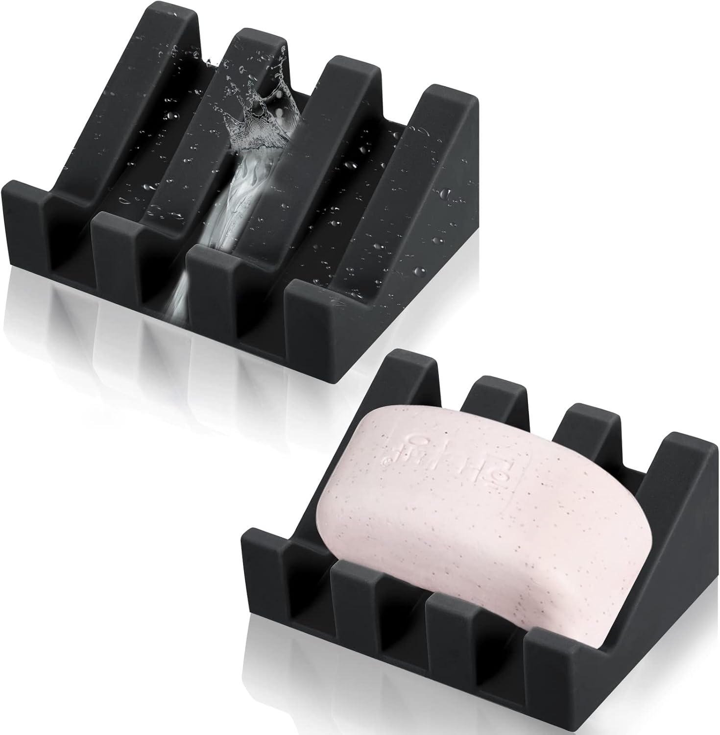 2 Pieces Silicone Soap Dish Self Draining Soap Dish Shower