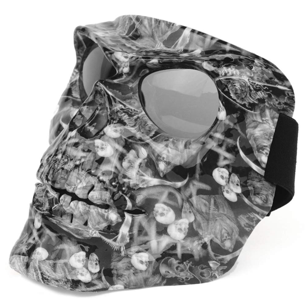 HONCENMAX Motorbike Off-Road Riding Goggles Glasses with Skull Face Mask - for Tactical Helmet M88,MICH Motorcycle Open Face Helmet - for Spooky Decor Halloween Mask Cos Mask