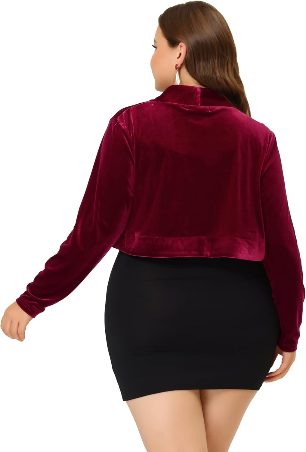 Agnes Orinda Women's Plus Size Cardigan Cocktail Party Open Front Bolero Cropped Velvet Shrug Top 2023 - Image 4