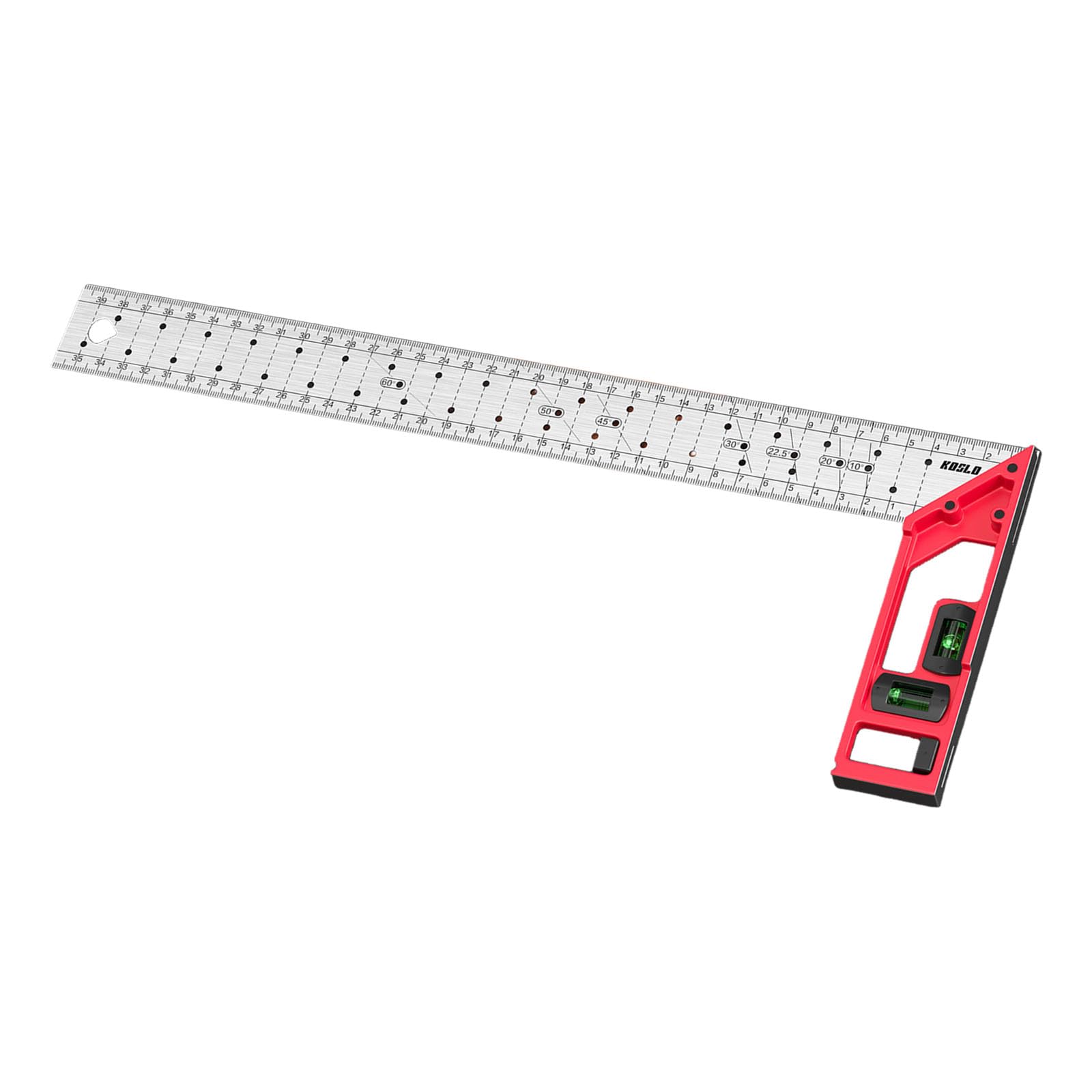 Multifunctional Steel Right Angles Hole Marking Ruler with Bubble Levels T Square for Woodworking Measuring Multifunctional