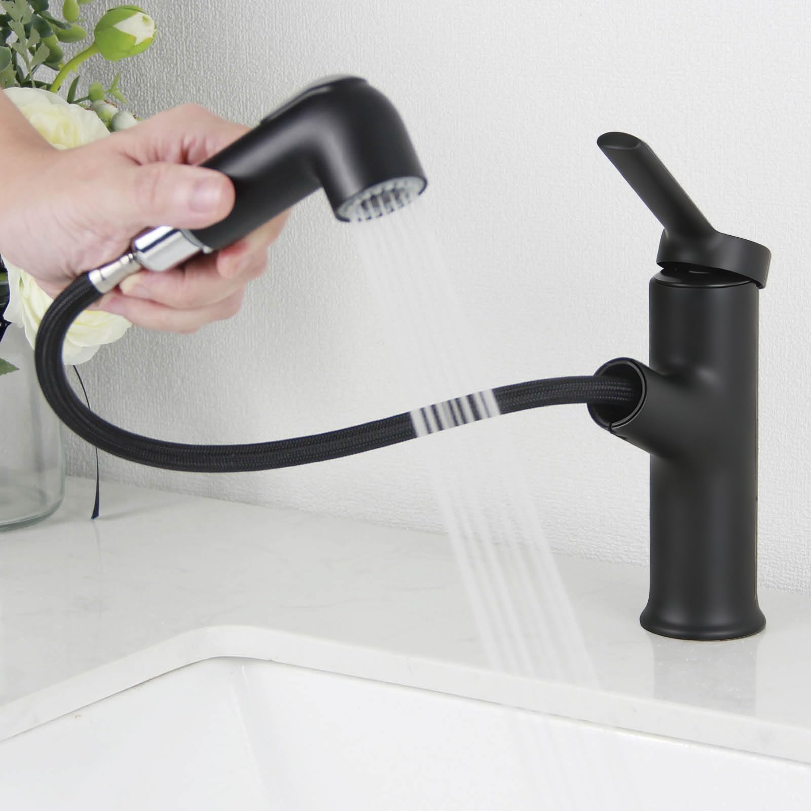 Robinet de salle de bain noir mitigeur lavabo haute pression SEMANEY