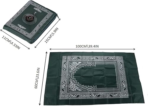 Miniatura 2 de Kellegour Tapete de oración de viaje con brújula, alfombra de oración musulmana, con bolsa de transporte de bolsillo de brújula, alfombrilla de