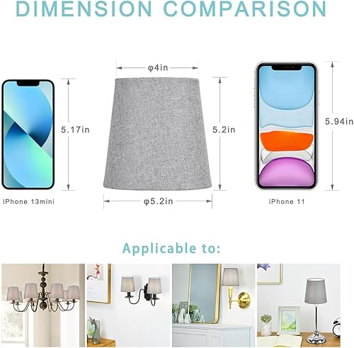 Miniatura 8 de LAMPWELL VALO - Cortinas pequeñas de tela con clip para lámpara de pared, juego de 2, barril pequeño, 5.2 x 4 x 5.2 pulgadas, lino, hechas a mano,