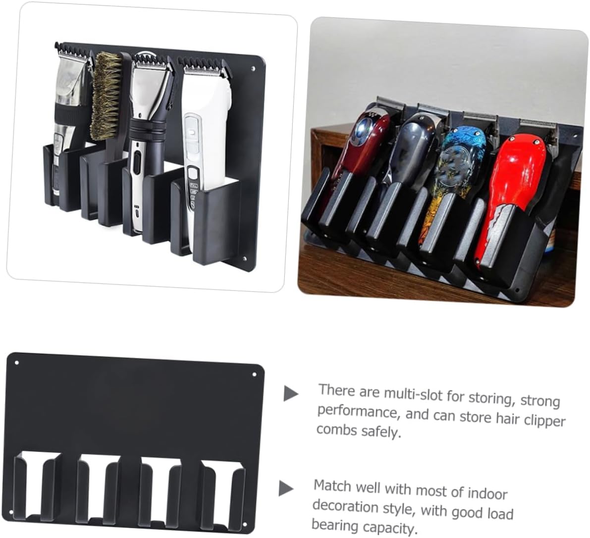 VALICLUD Wall Mounted Hair Clipper Holder Rack with Multi Slot Storage