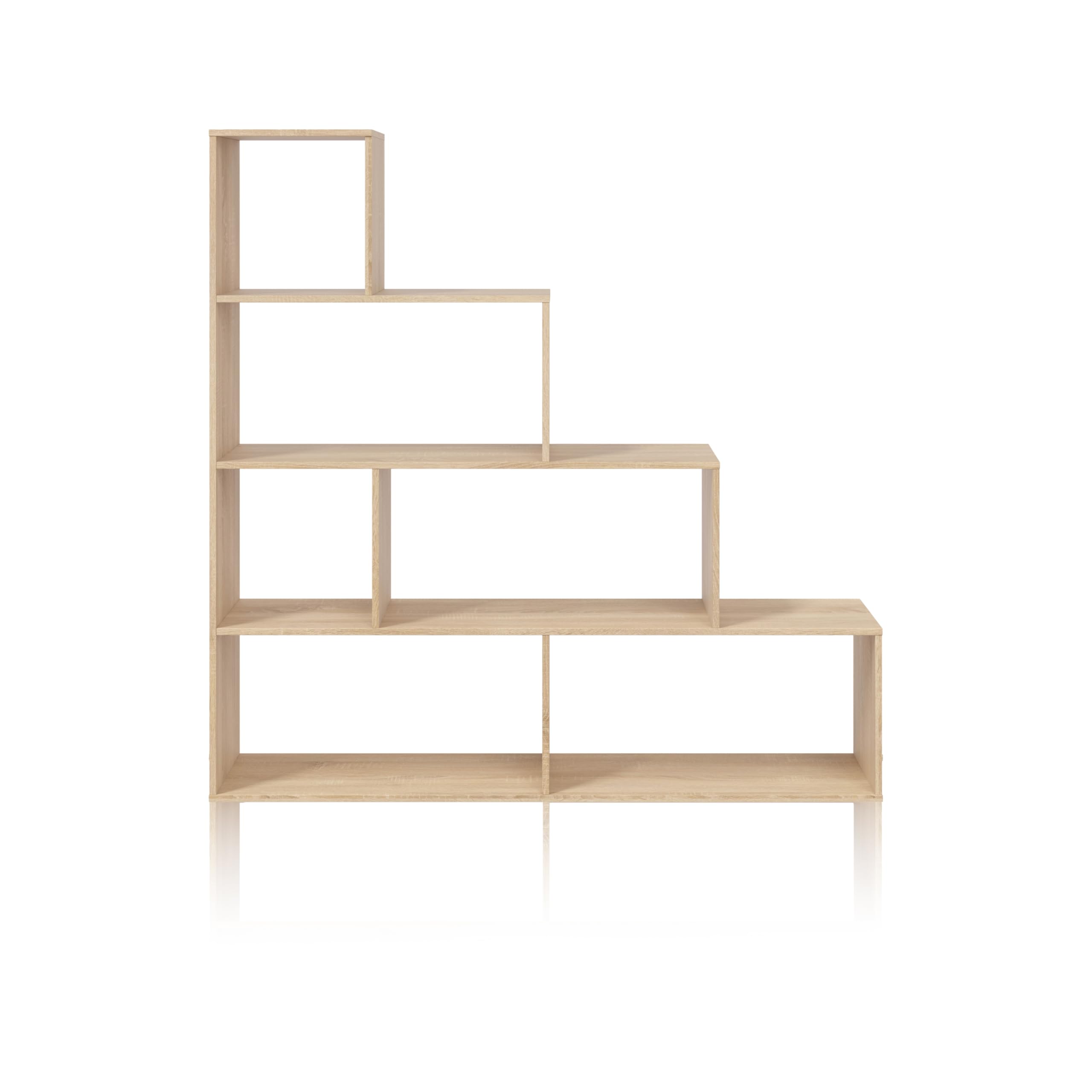 duehome | Estantería Decorativa, Librería Salon, Modelo Alice, Acabado en Roble Canadian, Medidas: 145 cm (Alto) x 145 cm (Ancho) x 29 cm (Fondo)