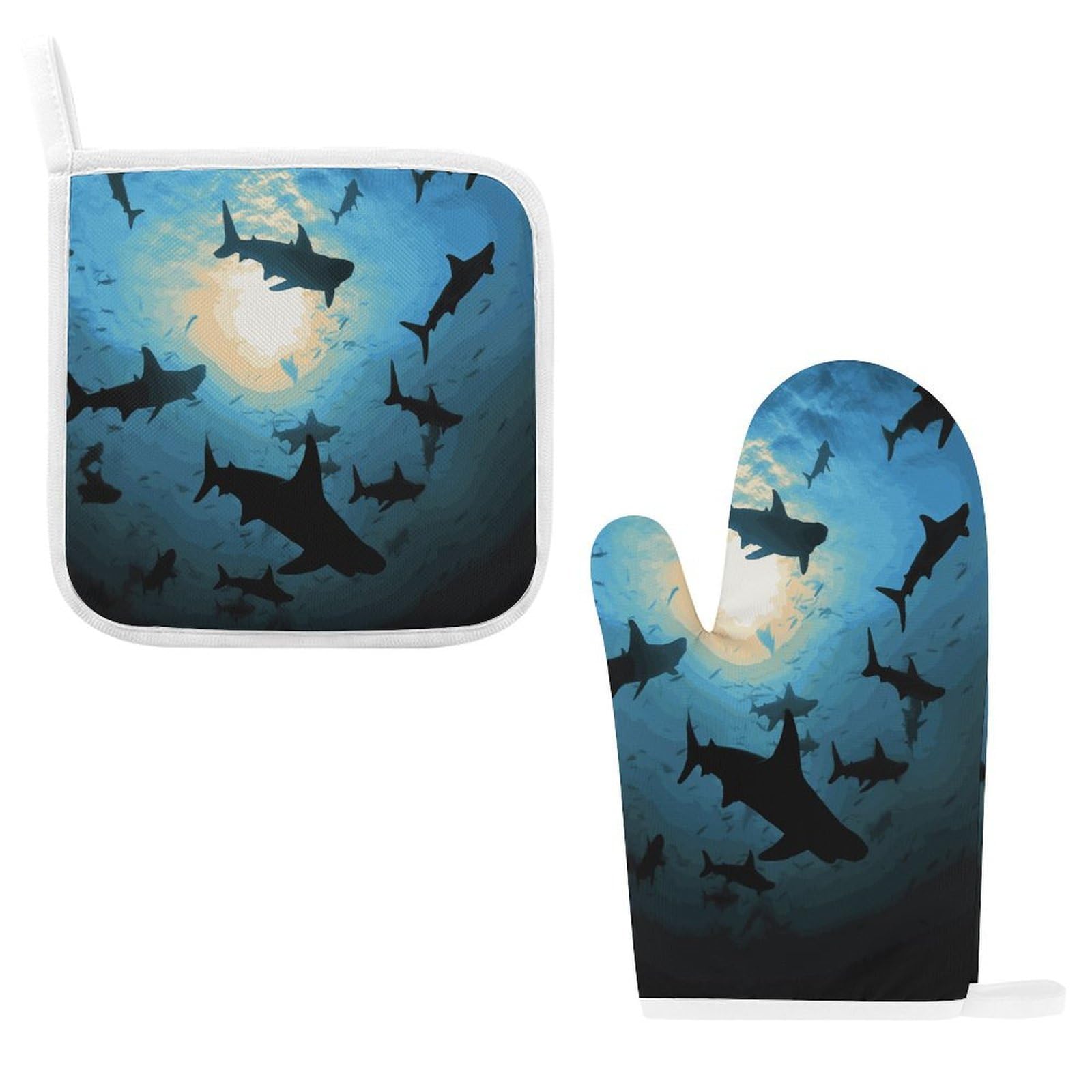 Btcowzrv Style Hammerhead Sharks Oven Mitts And Pot Holders 2Pcs Set