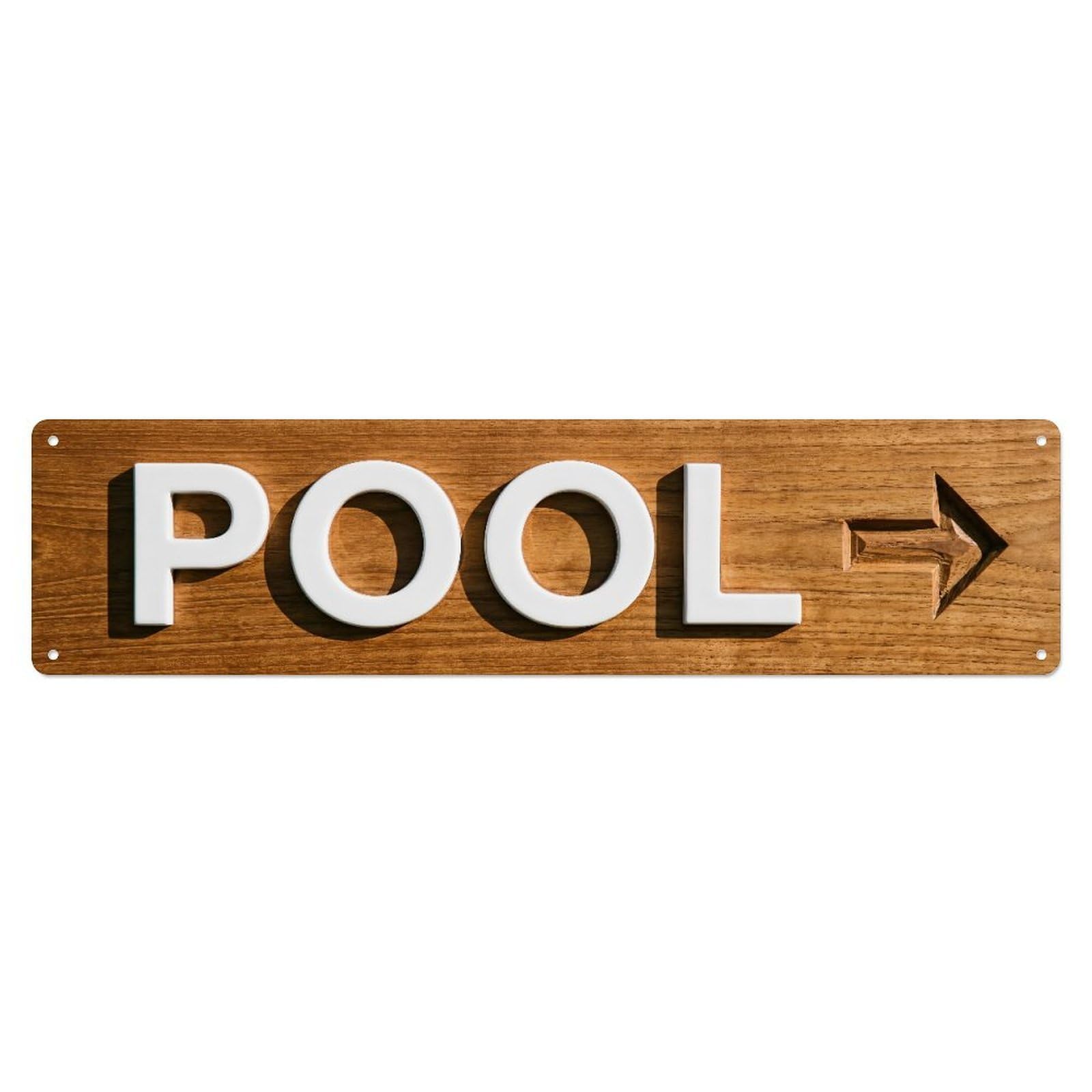 Swimming Pool Teak Wood Metal Tin Skinny Sign Plaque Wall Decor for Cafe, Club Bar, Office, Home Garden Metal Poster 4x16Inch